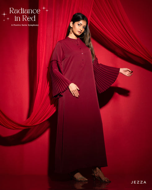 A-Line Dress with Pleated Sleeves 56584